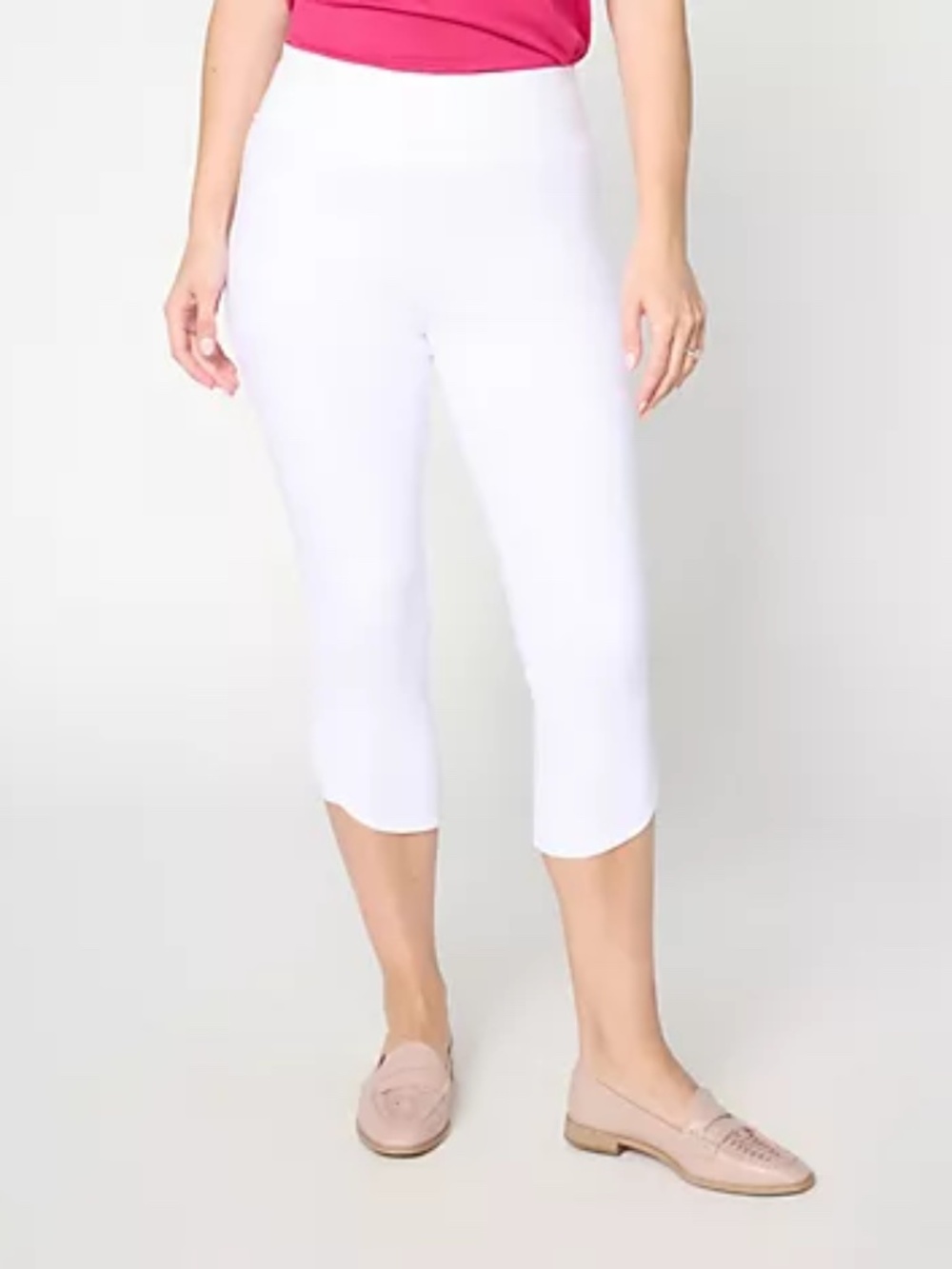 Women with Control Petite 86/14 Slim Leg Capri Empower Pant, White Sz PM a720403